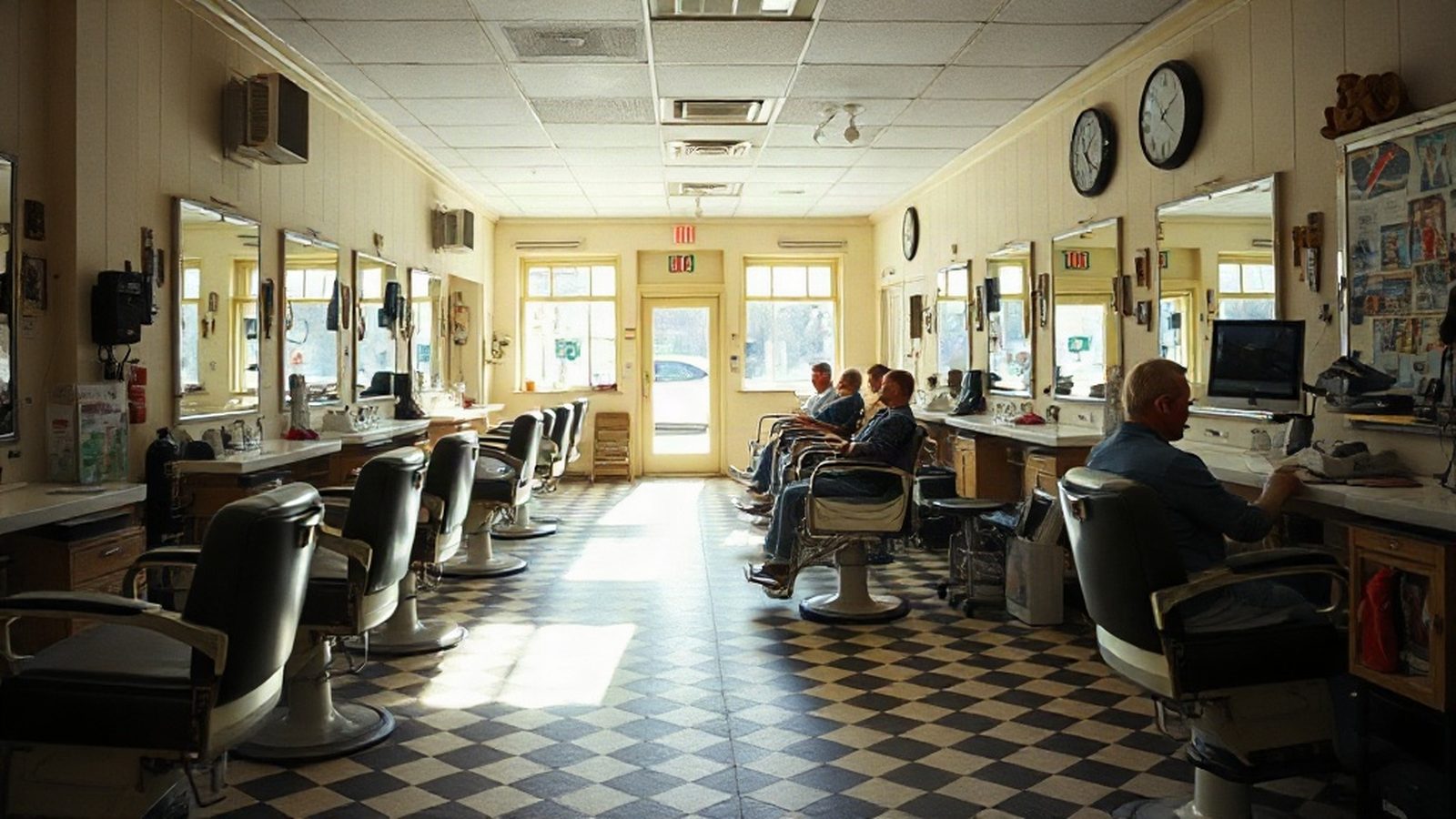 Barbers working the chairs at Rio Vista in El Cajon on a busy afternoon